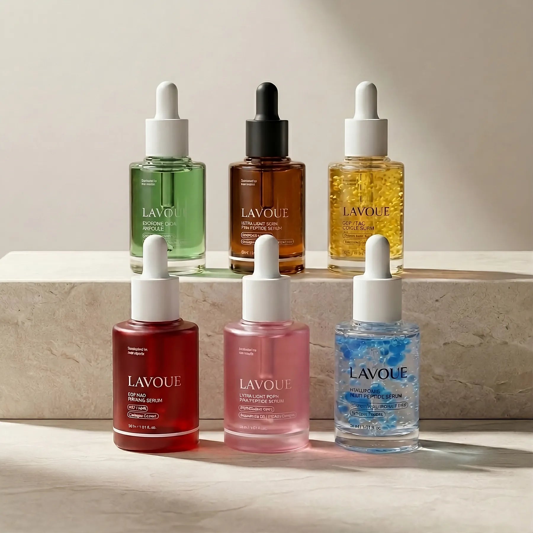 The full LAVOÙE collection — six formulas, side by side